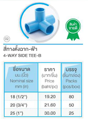 ราคาข้อต่อ สี่ทางตั้งฉาก - ฟ้า ราคาข้อต่อ สี่ทางตั้งฉาก - ฟ้า