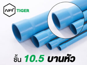 ท่อพีวีซีประปาตราเสือ ชนิดบานหัวสีฟ้า (ชั้นคุณภาพ 10.5)