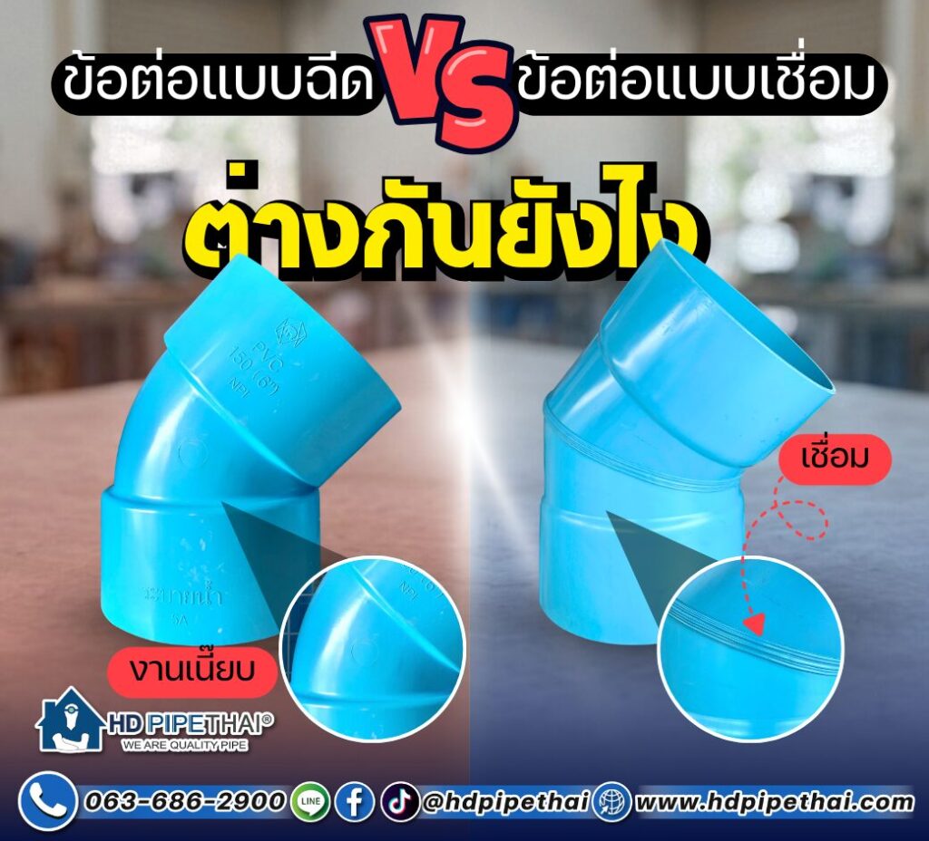 ข้อต่อ PVC แบบฉีด vs แบบเชื่อม ต่างกันยังไง? เลือกแบบไหนให้เหมาะกับงาน